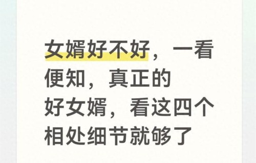 女婿好不好，一看便知，真正的好女婿，看这四个相处细节就够了