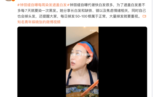 55岁的钟丽缇自曝新陈代谢快：白发每周都会有，每7天要染一次黑发