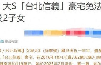大S遗产最新情况，房产已过户具俊晔与一对儿女名下，汪小菲代理